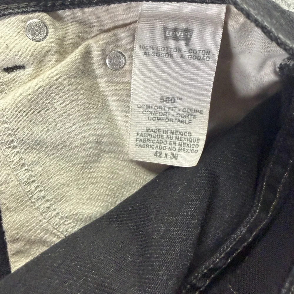 Vintage Levi's 560 Jeans Men's 42x30 Black Cotton Denim Straight Workwear Retro